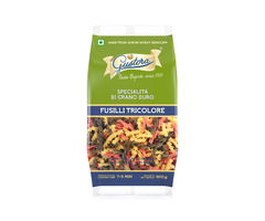 Gustora Fusilli Tricolore—Tri-Colored Pasta Made in India