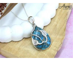 Exquisite Blue Copper Turquoise Stone Jewelry by Akrati Jewelry Inc.